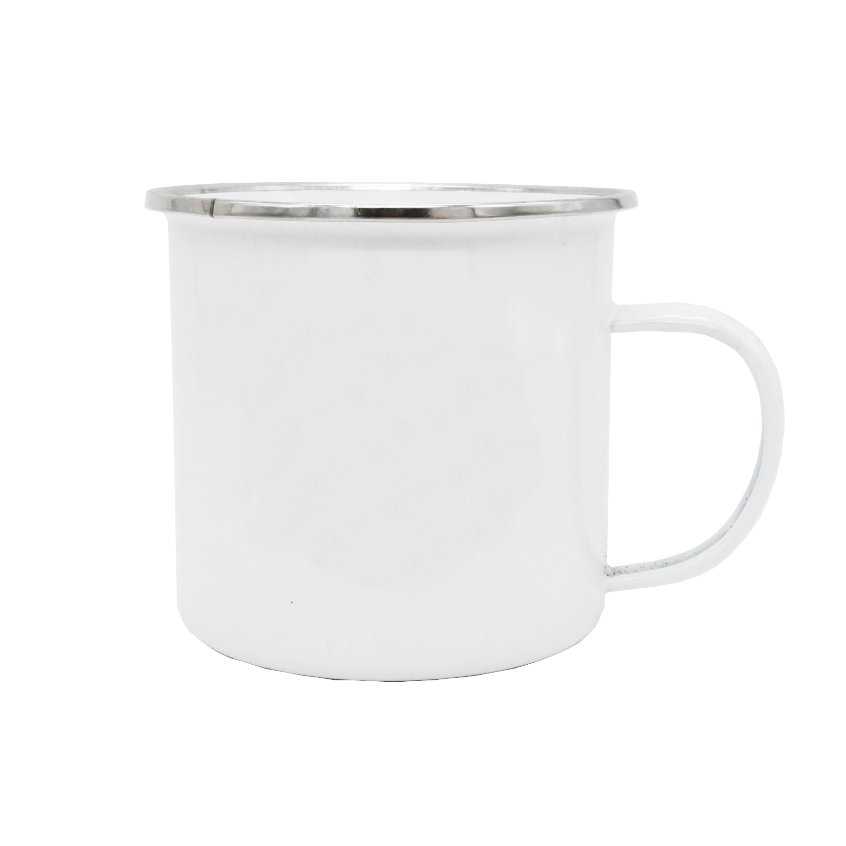 GL-AAA1105 17oz. (500ml) White Enamel Mug with Stainless Steel Rim