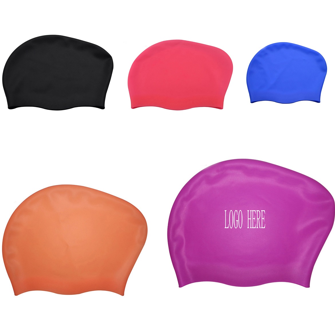 GL-AAJ1022 Solid Color Waterproof Silicone Swimming Cap for Ladies