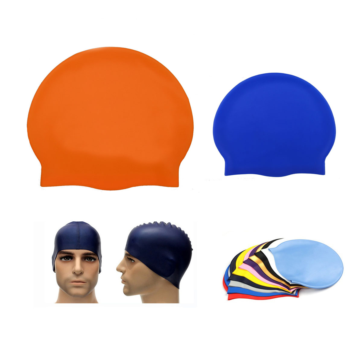 GL-AAJ1023 Solid Color Unisex Waterproof Silicone Swimming Cap 