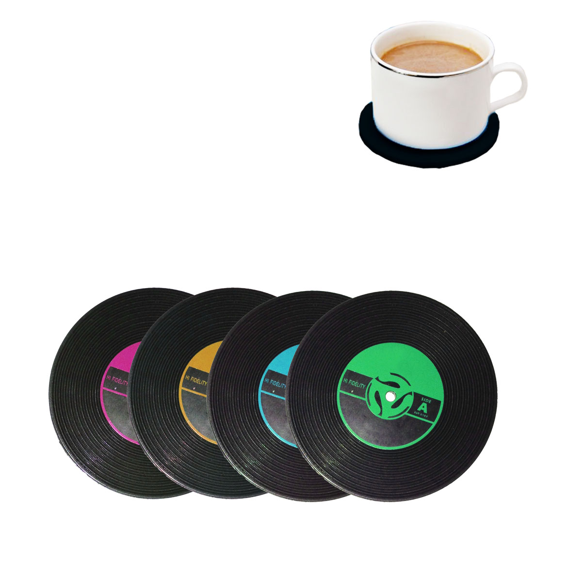 GL-AAT1005 Round PVC Vinyl Record Coaster