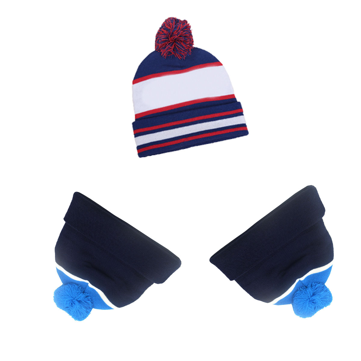 GL-AAJ1031 Custom Acrylic Knit Beanie Cap with Cuff and Pompom