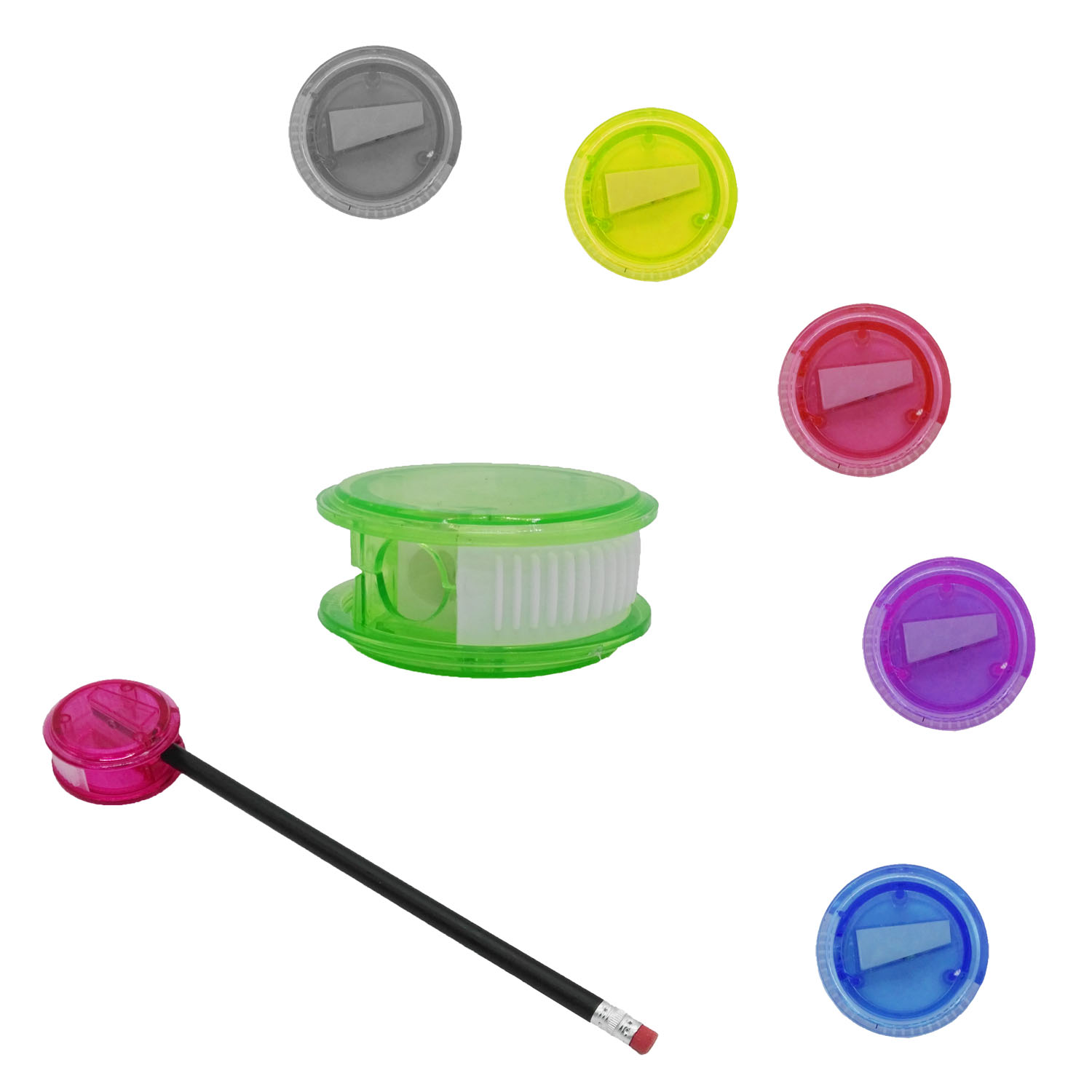 GL-AAA1121 Colorful Round Plastic Manual Pencil Sharpener 