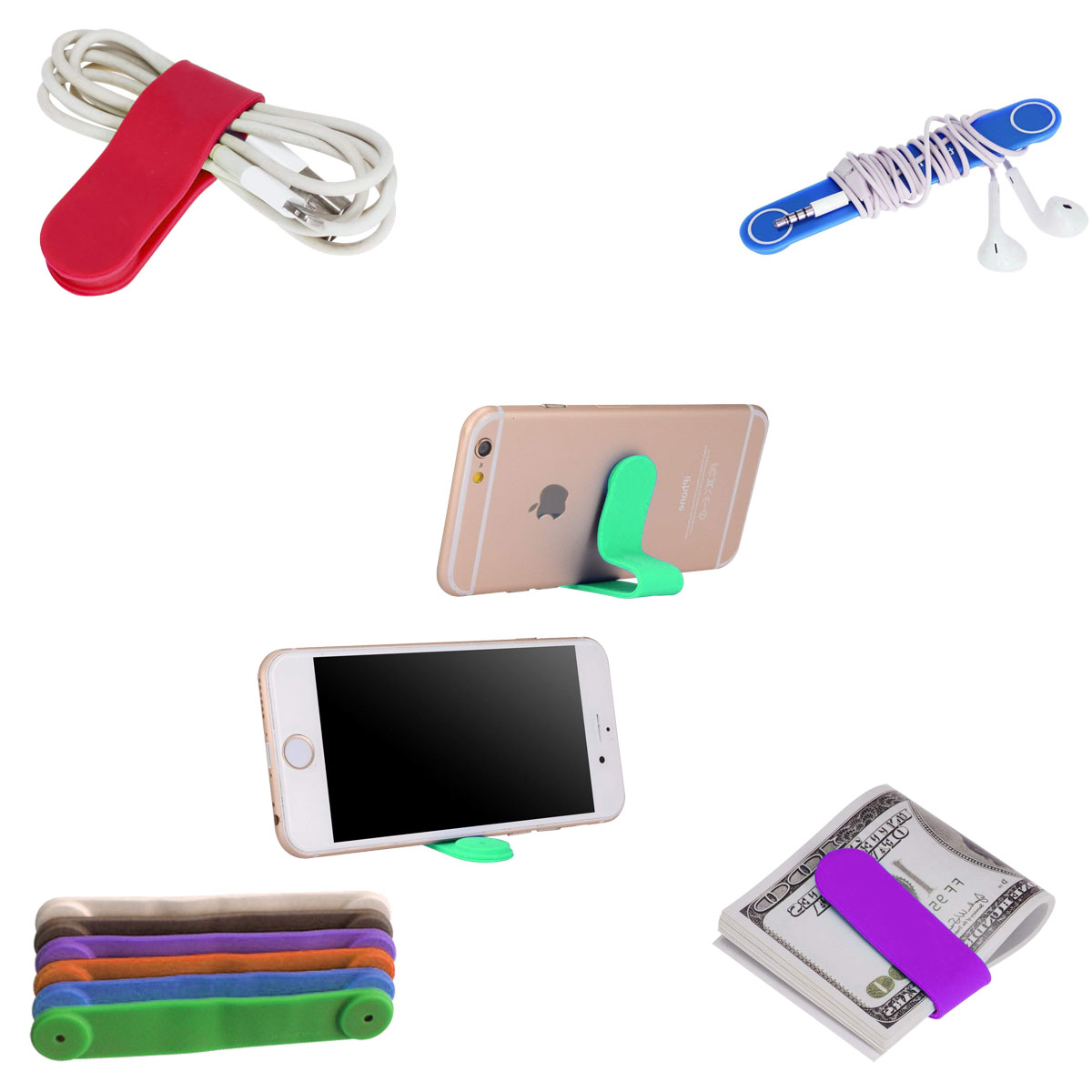 GL-AAJ1069 Silicone Cord Organizer Phone Stand