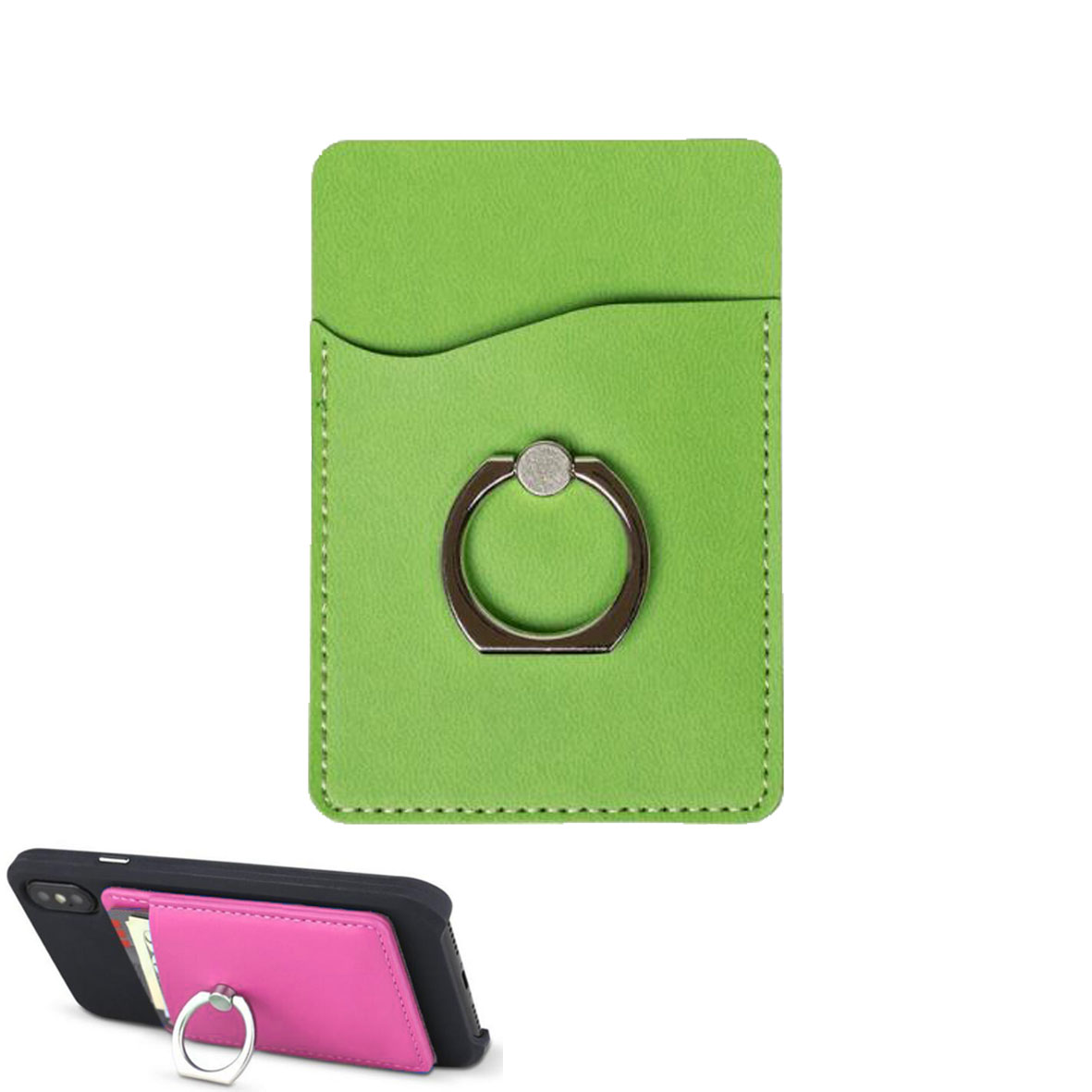 GL-AAA1342 Leatherete Cell Phone Wallet with Finger Ring Grip Stand