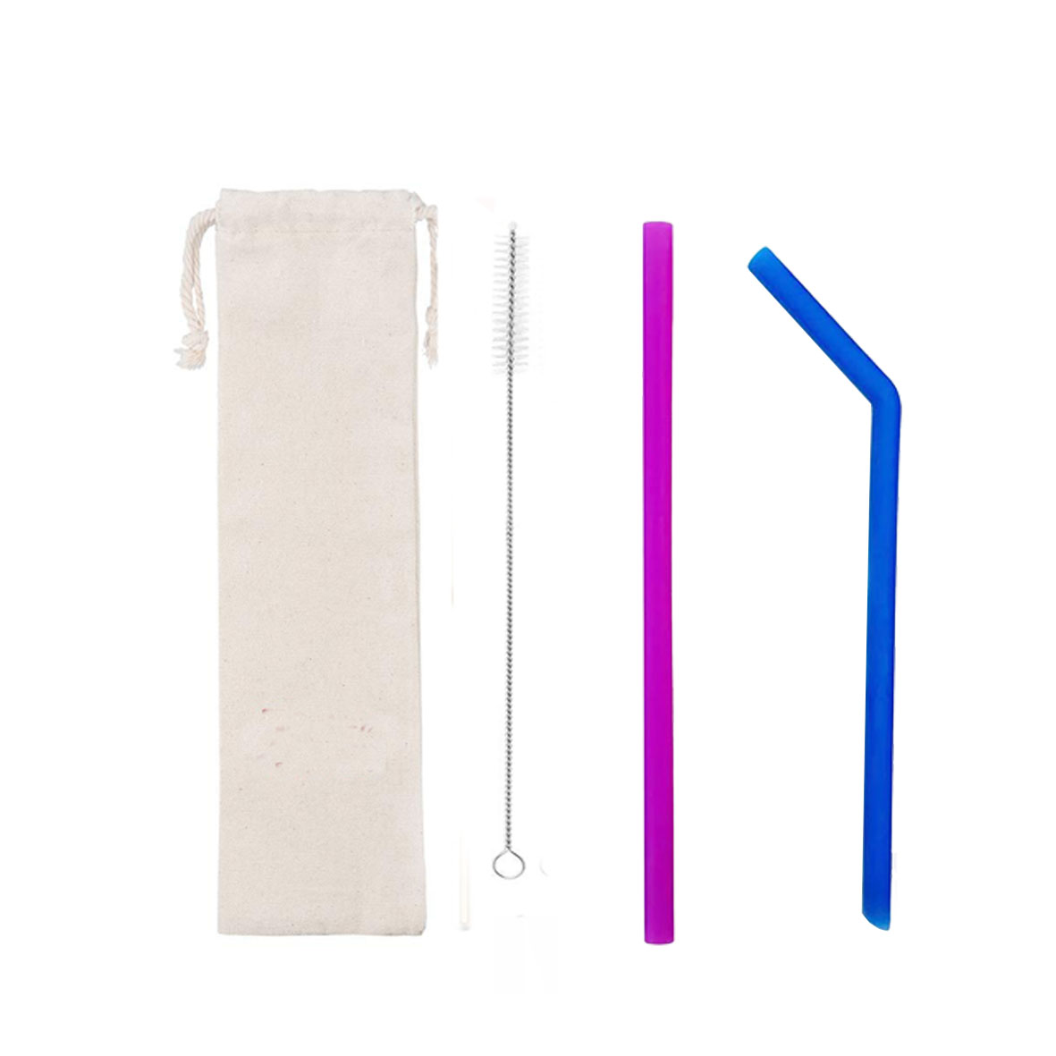 GL-AAJ1094 3 in 1 Drinking Silicone Straws Set with Cleaning Brush