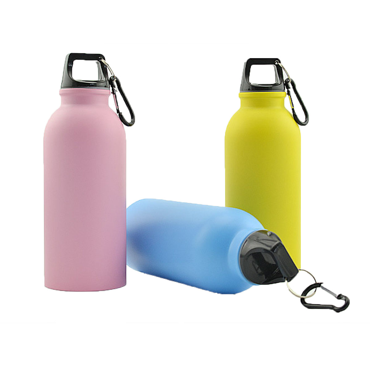 GL-AKL0041 20oz Outside Single Wall Water Bottle with Carabiner Hook