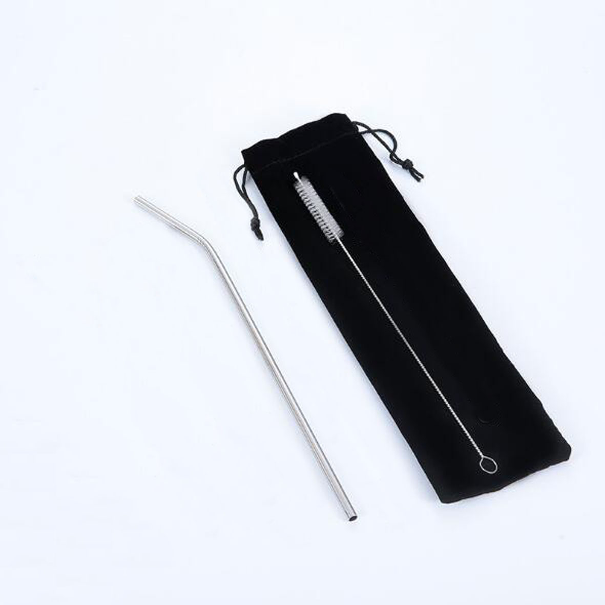 GL-JAH1038 2 in 1 Stainless Steel Straw Set with Pouch