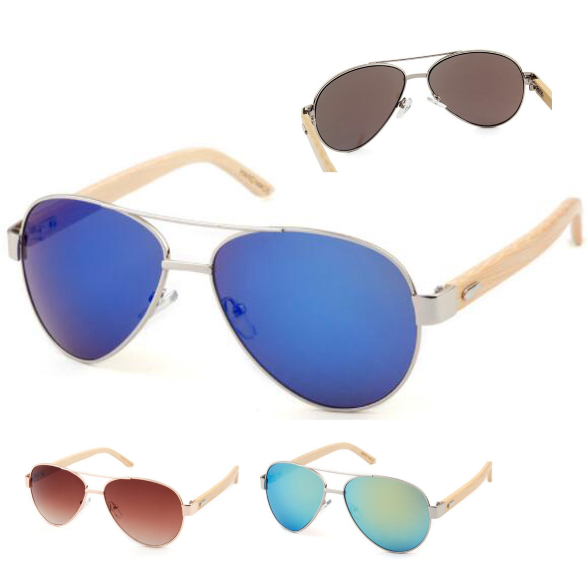 GL-ELY1125 Metal Frame Bamboo Sunglasses