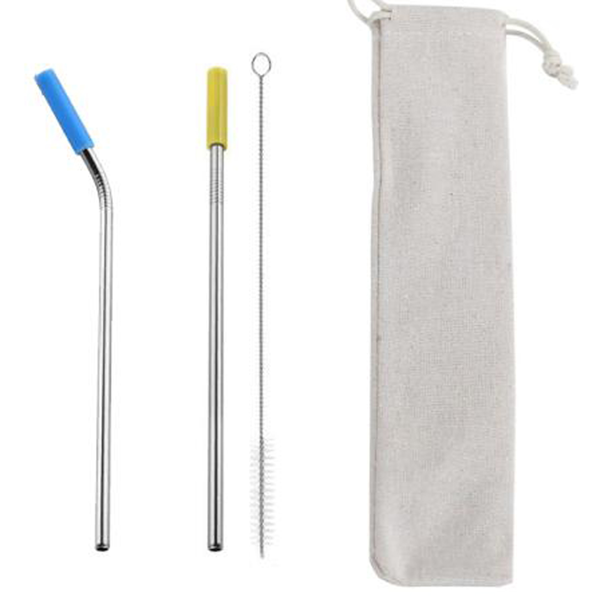 GL-ELY1255 3 in 1 Stainless Steel Straw Set with Silicone Tip