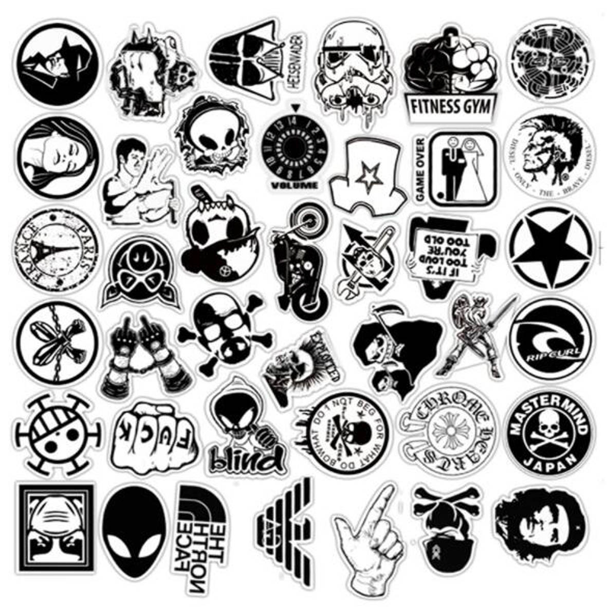 GL-ELY1340 60pcs in 1 set PVC Black and White Car Sticker