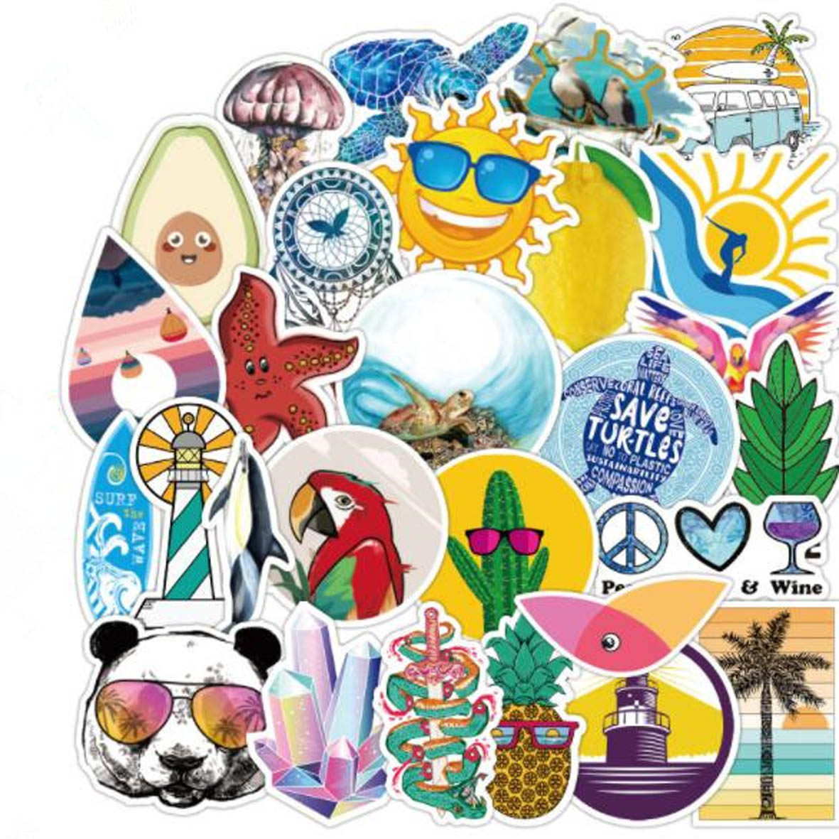 GL-ELY1349 100pcs/set Waterproof T-shirt Vinyl Sticker 