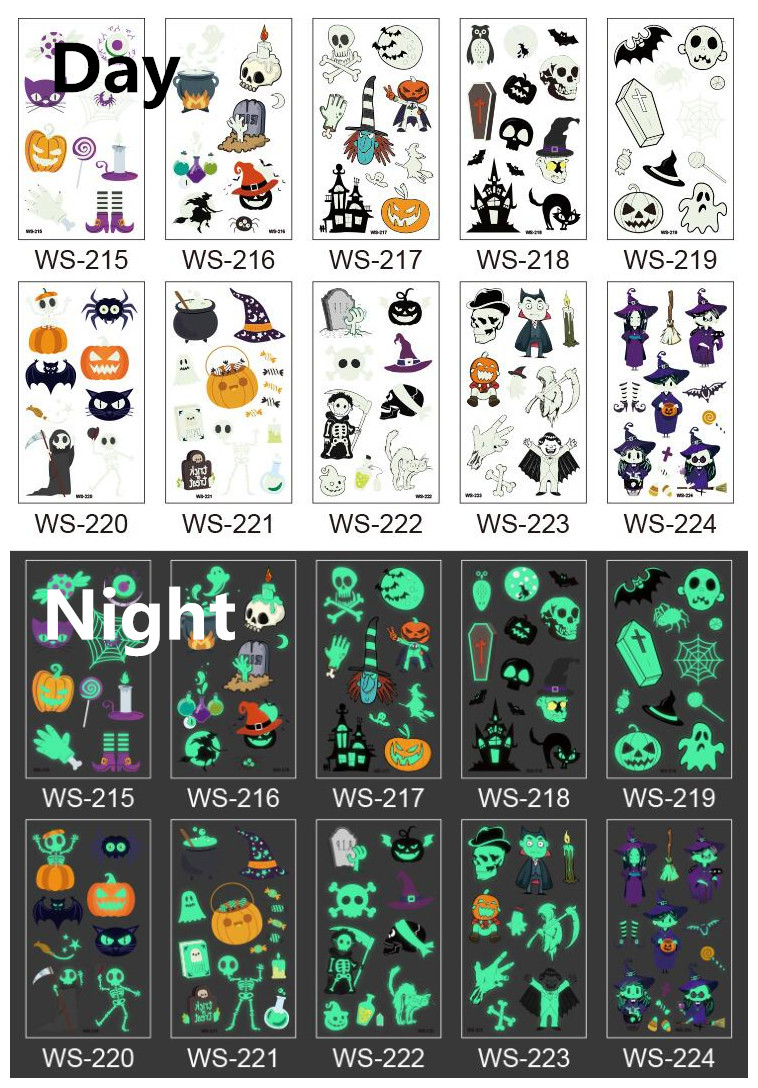 GL-ELY1353 Halloween Luminous Tattoo Sticker