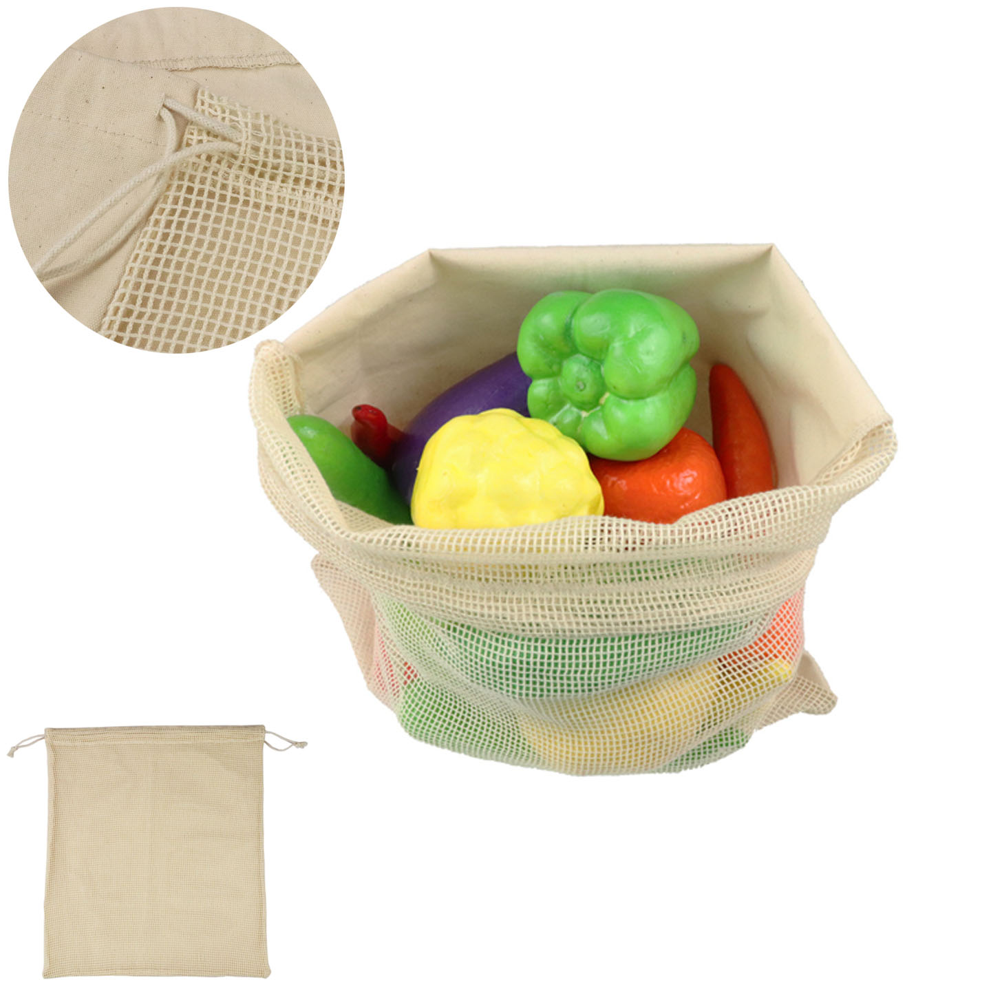 GL-AAJ1199 11.8in x 13.8in Reusable Cotton Mesh Produce Bags