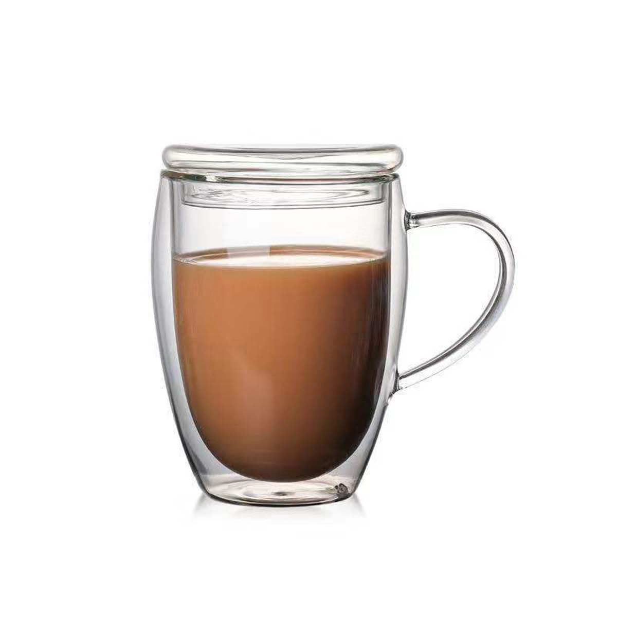 GL-MEZ1081 Double Wall Glass Coffee Mug with Glass Lif