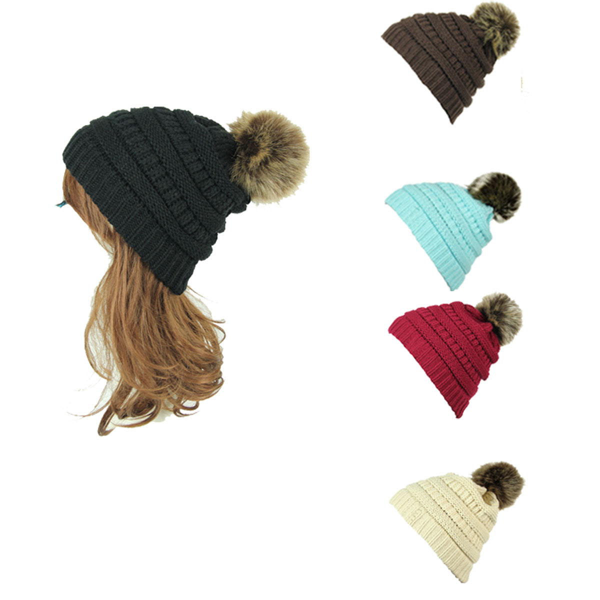 GL-AAD1073 Soft Knit Winter Beanie with Pom