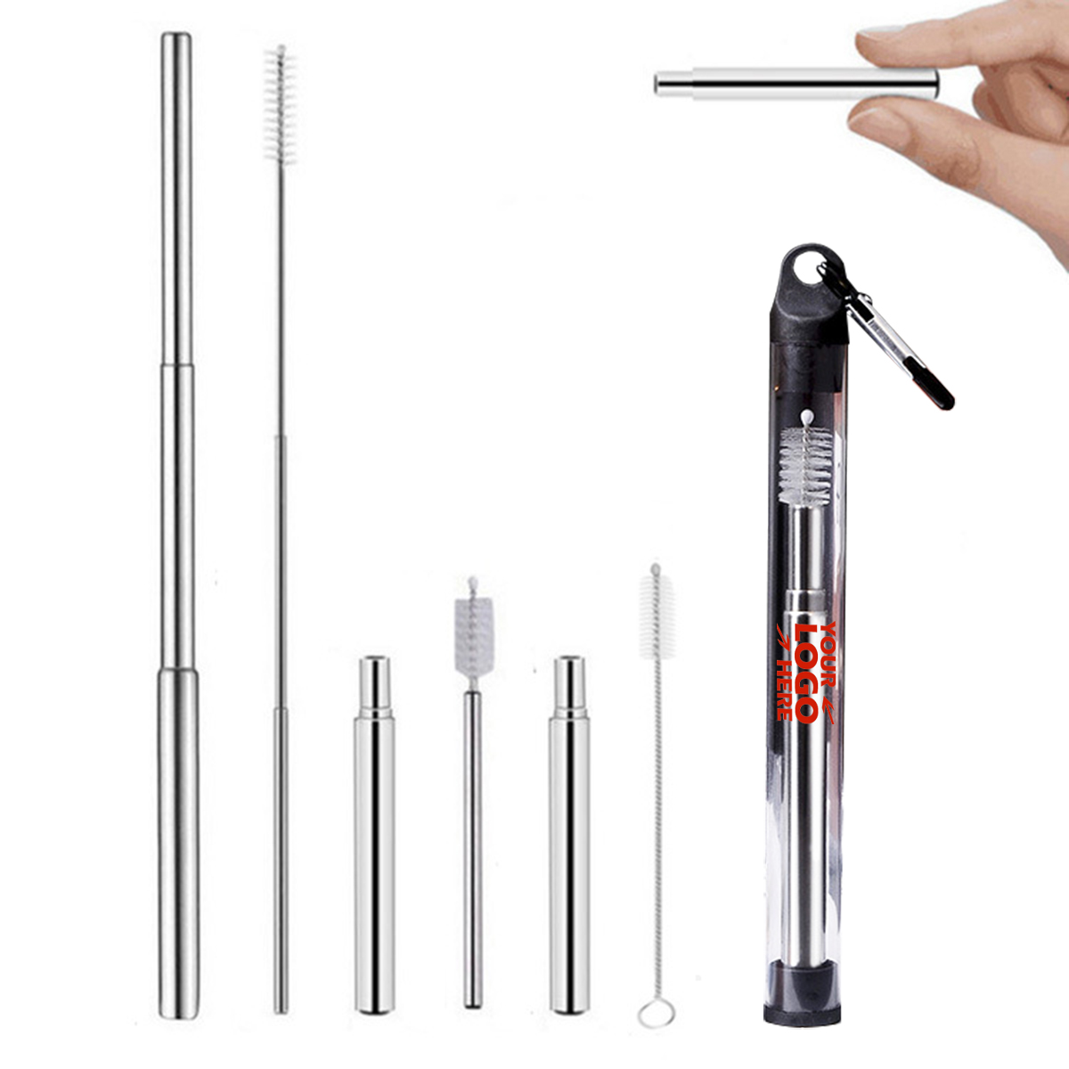 GL-SUH1028 Metal Straws Telescopic with Clear Case